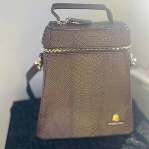 Tote & Carry Cowbell tote backpack faux snakeskin Brown NWT